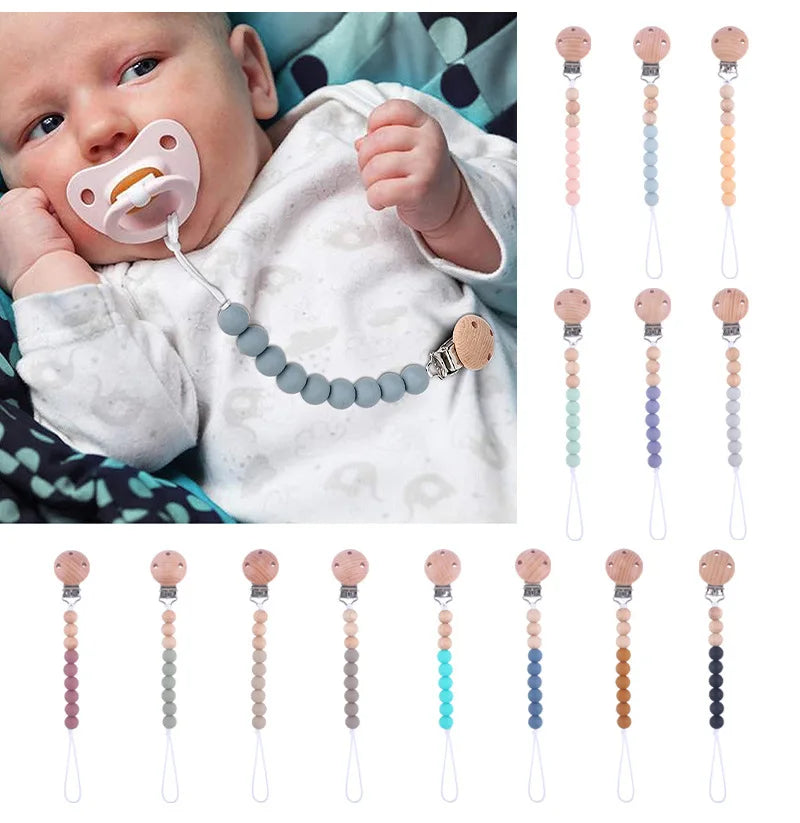 Baby Anti-Drop Pacifier Clip – Silicone Bead Soother Chain, Safe Dummy Holder for Infants