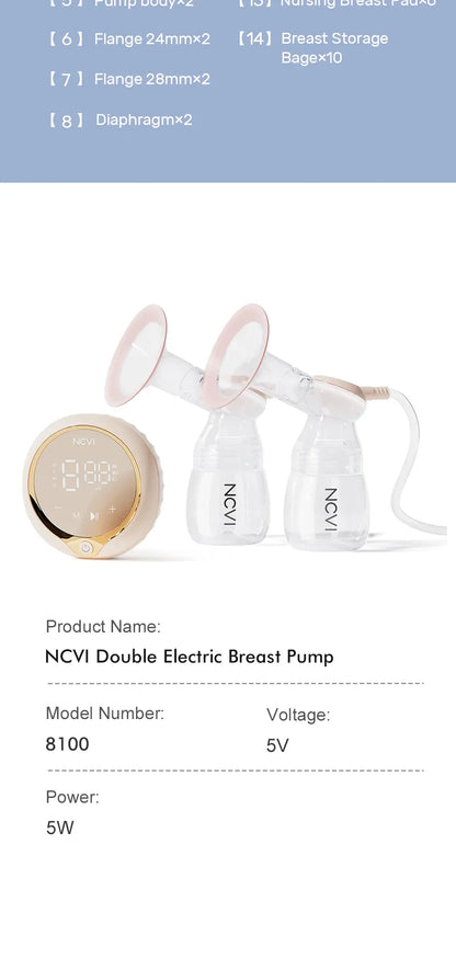 NCVI Electric Breast Pump – 4 Modes & 9 Levels, Efficient & Comfortable with LED Display for Easy Use