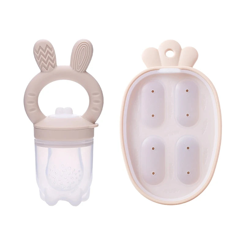 Silicone Baby Fruit Feeder with Cover – Safe Nibbler for Fruits, Vegetables & Food Supplements | Teething Soother & Easy Feeding Pacifier for Babies