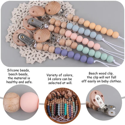 Baby Anti-Drop Pacifier Clip – Silicone Bead Soother Chain, Safe Dummy Holder for Infants