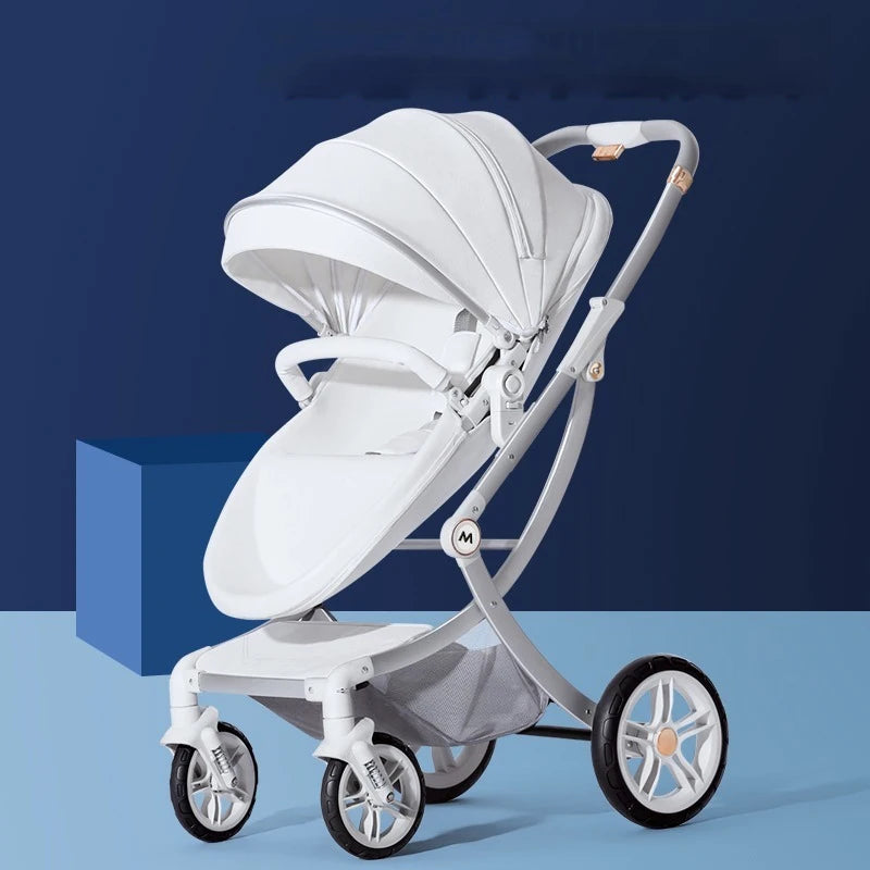 2025 New 2in1/3in1 Luxury Baby Stroller with Car Seat, Leather Eggshell High Landscape Newborn Baby Carriage