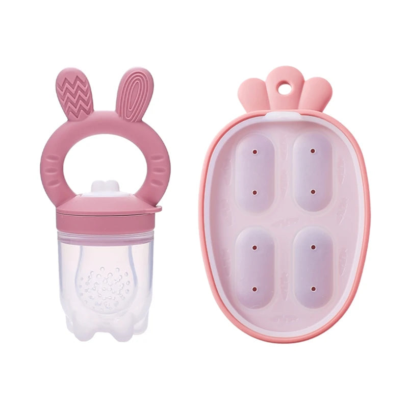 Silicone Baby Fruit Feeder with Cover – Safe Nibbler for Fruits, Vegetables & Food Supplements | Teething Soother & Easy Feeding Pacifier for Babies