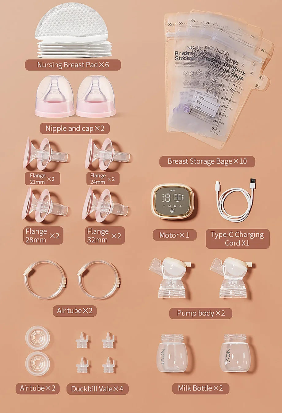 NCVI Electric Breast Pump – 4 Modes & 9 Levels, Efficient & Comfortable with LED Display for Easy Use