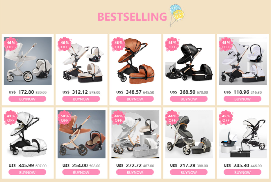 2025 New 2in1/3in1 Luxury Baby Stroller with Car Seat, Leather Eggshell High Landscape Newborn Baby Carriage