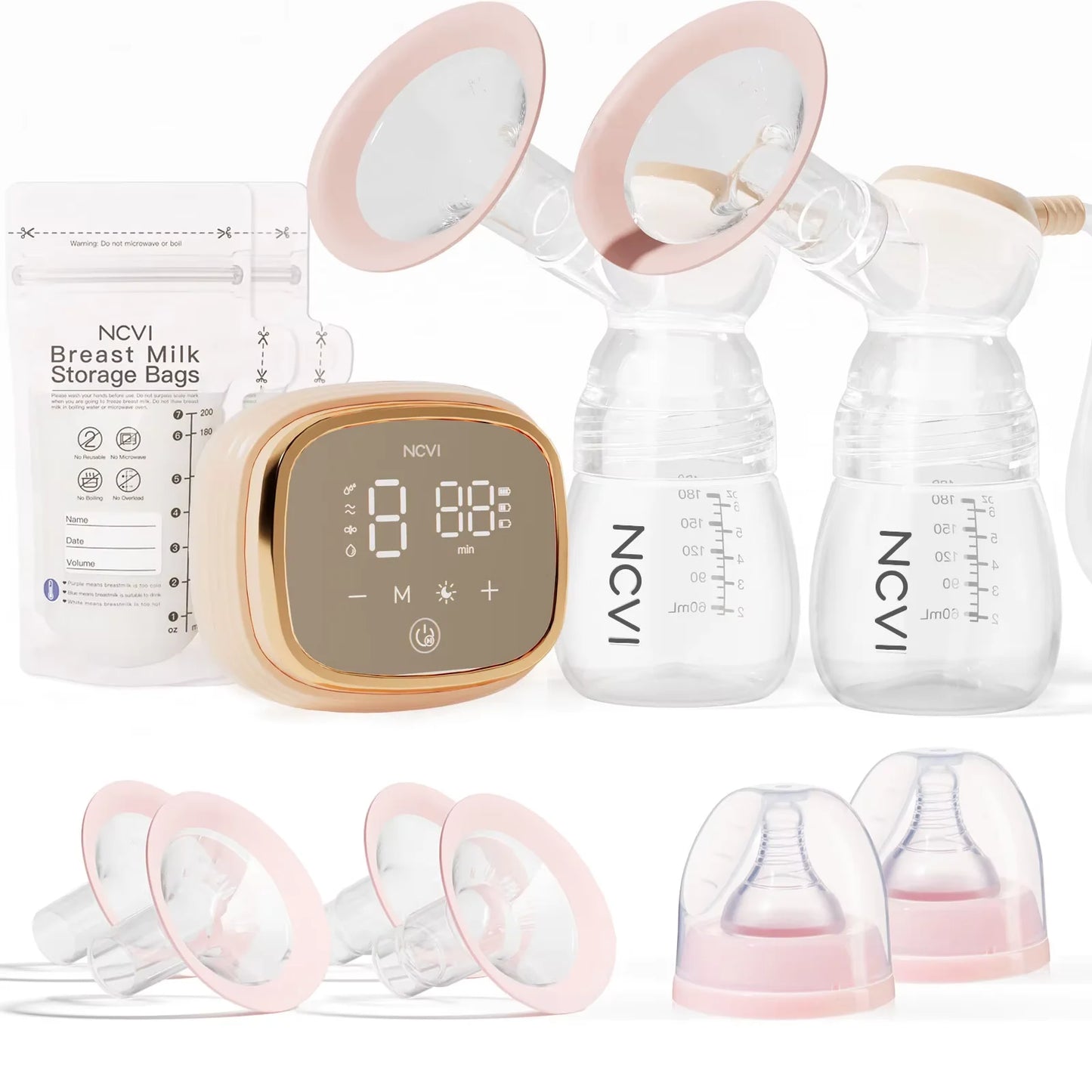 NCVI Electric Breast Pump – 4 Modes & 9 Levels, Efficient & Comfortable with LED Display for Easy Use