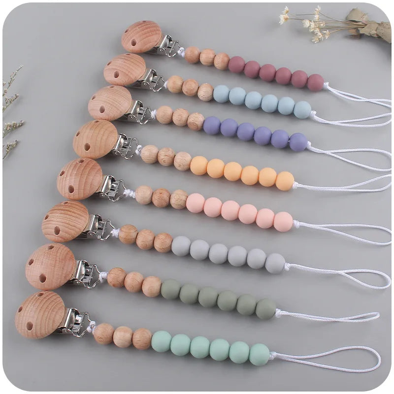 Baby Anti-Drop Pacifier Clip – Silicone Bead Soother Chain, Safe Dummy Holder for Infants