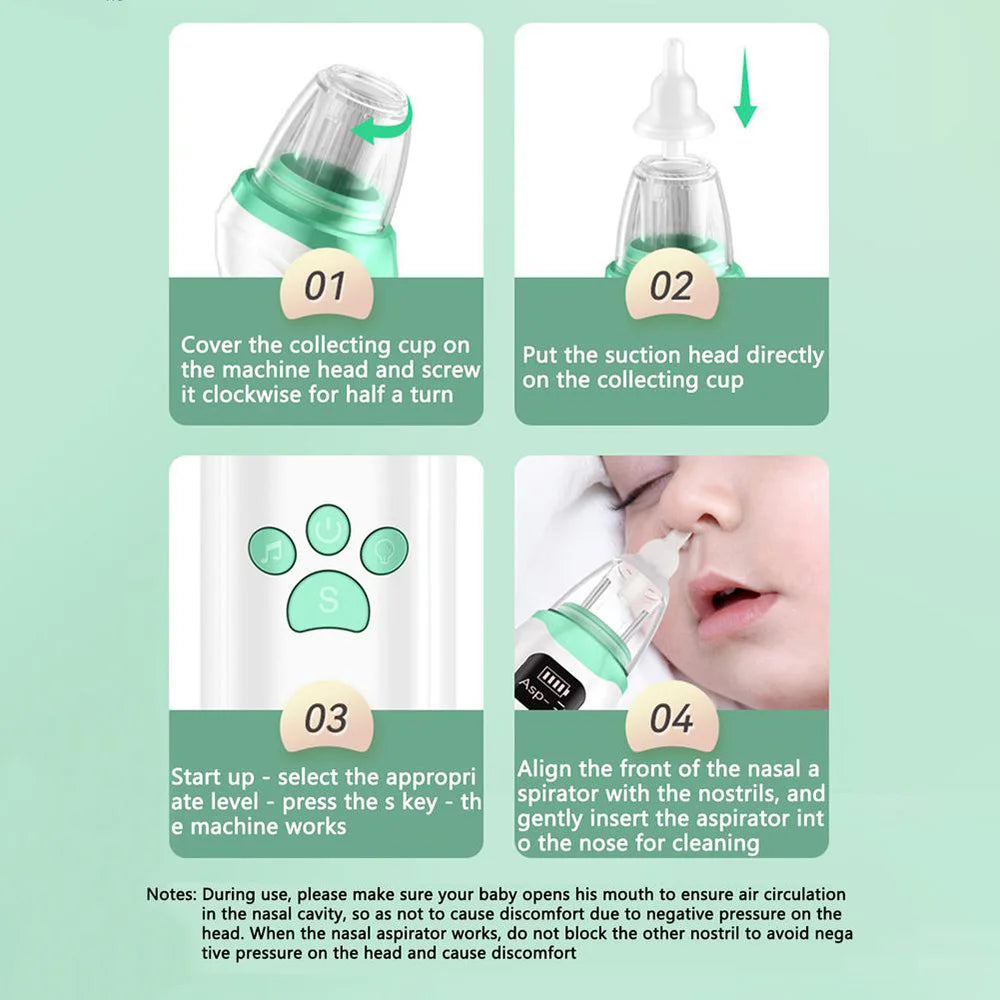 Dr.isla Baby Nose Cleaner – Electric Silicone Nasal Aspirator with Adjustable Suction, Safe, Convenient & Low Noise for Children