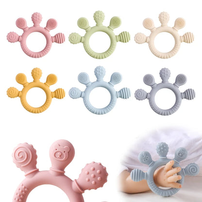 Silicone Baby Teether – Food-Grade Teething Ring for 0-12 Months, Sensory Animal Soothing Toy for Toddlers